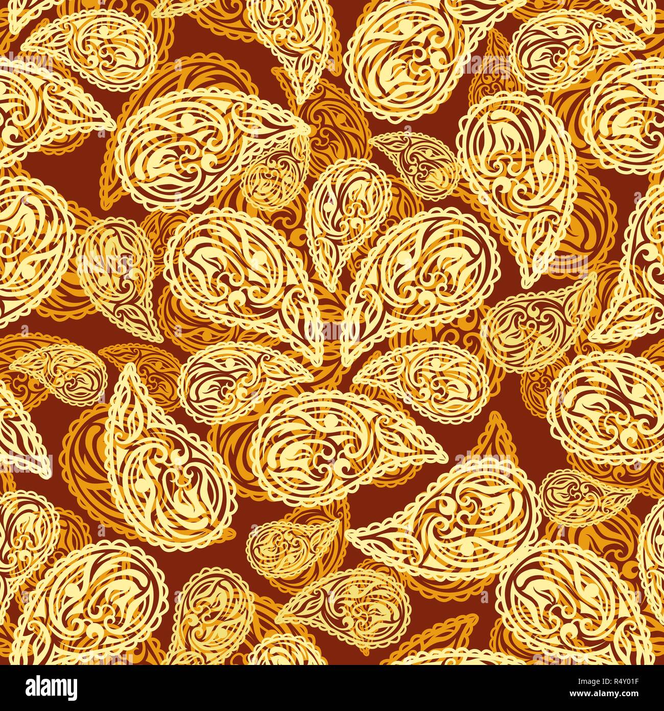 Abstract seamless Pattern with paisley motif. Vector illustration. Stock Vector
