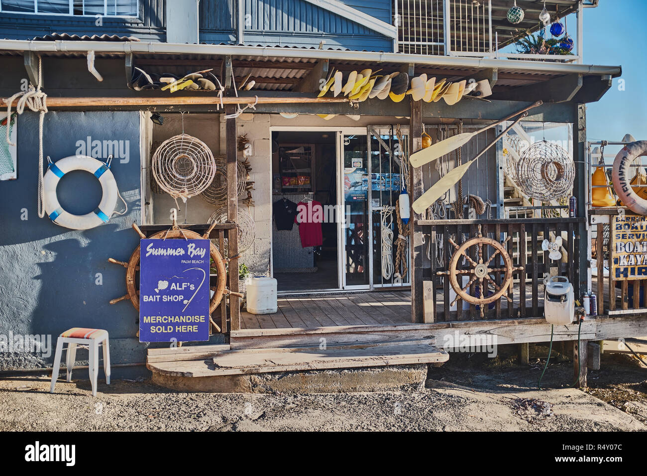 The outside of Alfs bait shop from TV series Home And Away, Summer Bay, Australia Stock Photo
