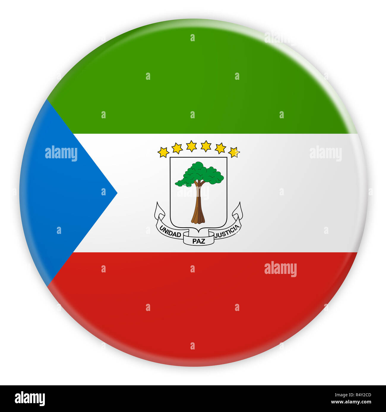Equatorial Guinea Flag Button, News Concept Badge, 3d illustration on white background Stock Photo