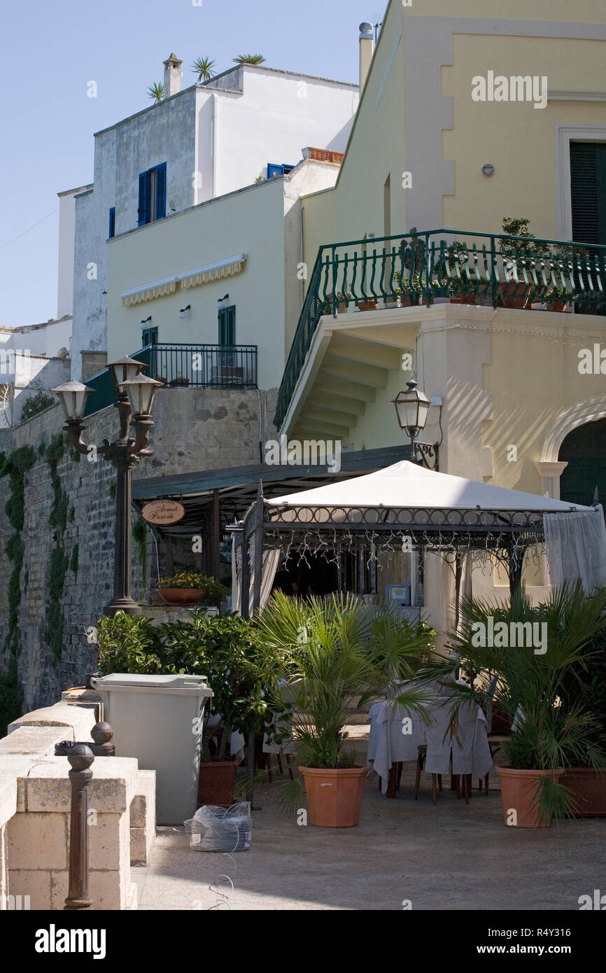 Via Lungomare degli Eroi and the Acmet Pascia restaurant, Otranto, Puglia, Italy Stock Photo