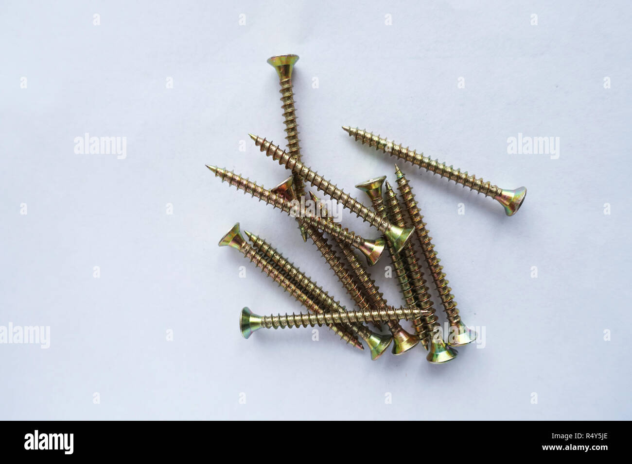 Self tapping screws isolated against white background Stock Photo