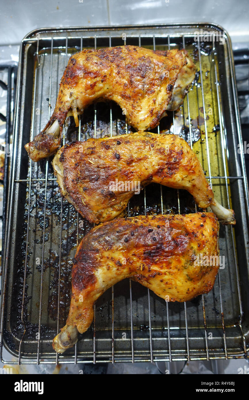 Oven roasted chicken maryland on baking rack Stock Photo Alamy