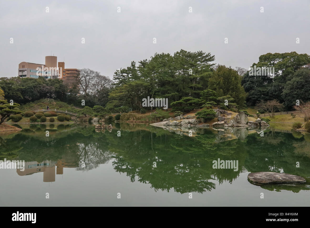 Ritsurin Koen in winter, traditional Japanese garden,  Takamatsu, Kagawa, Shikoku, Japan Stock Photo