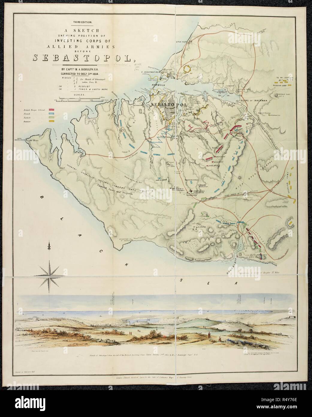 A Sketch of Sebastopol. A battle plan and map of the battlefield of