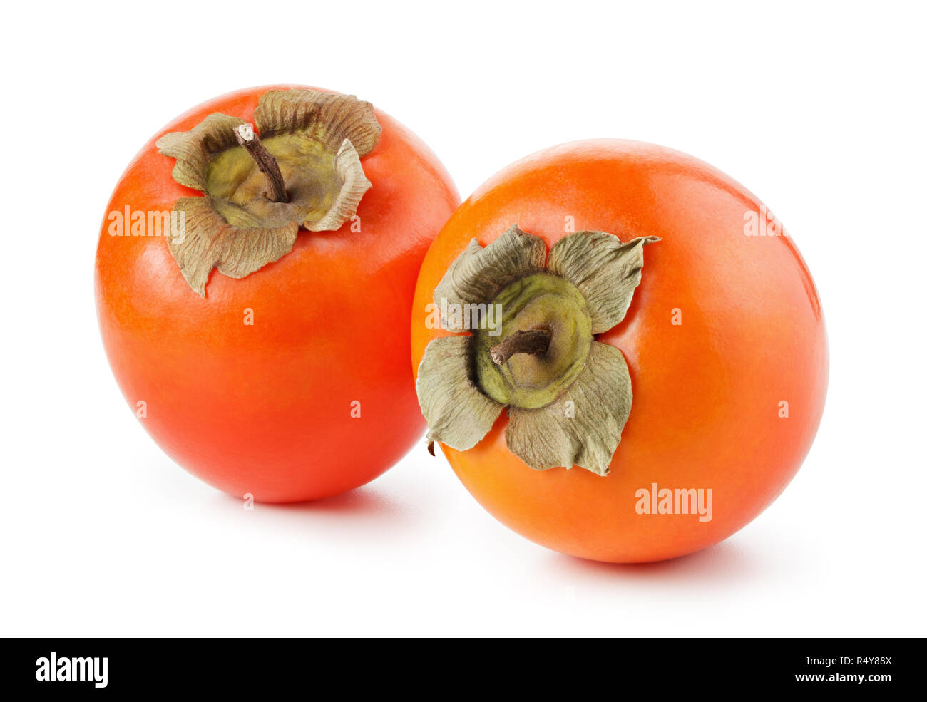 Persimmons isolated on white background with clipping path Stock Photo