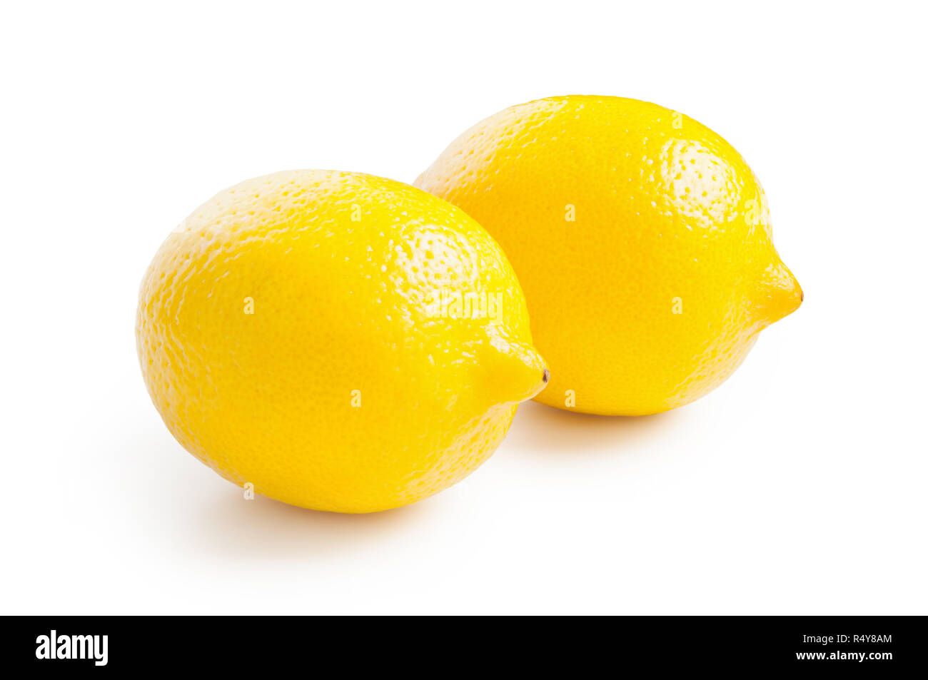 Lemon. Two fresh ripe lemons isolated on white background Stock Photo