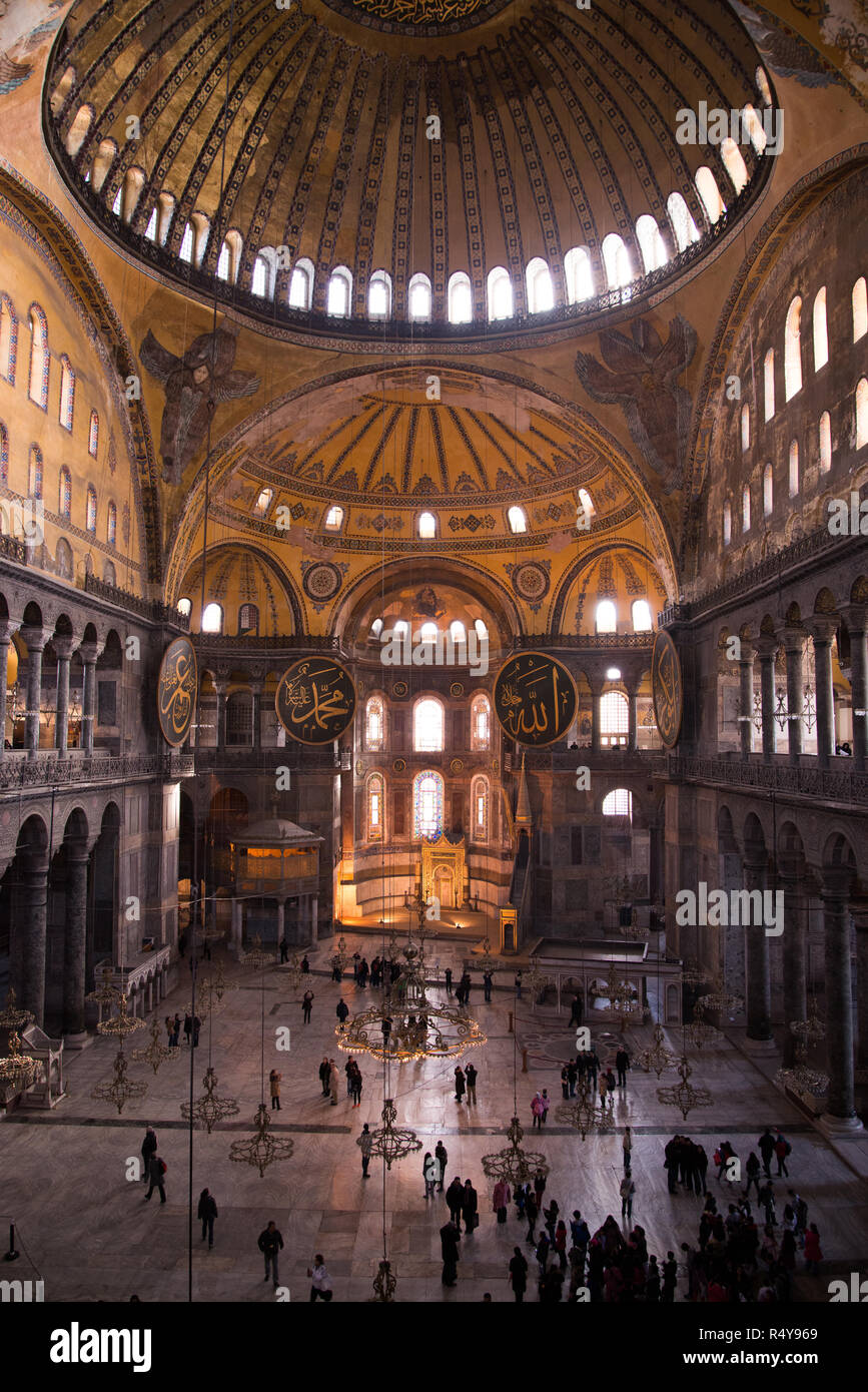 Interior of Hagia Sophia Cathedral Mosque Istanbul Turkey Stock Photo