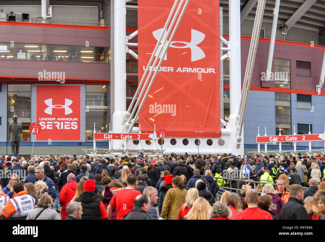 CARDIFF, WALES NOVEMBER 2018 People entering the Principality