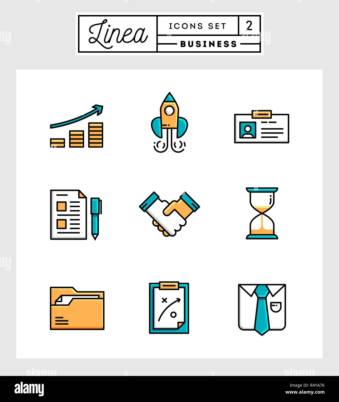 set of flat design line icons of business elements Stock Vector