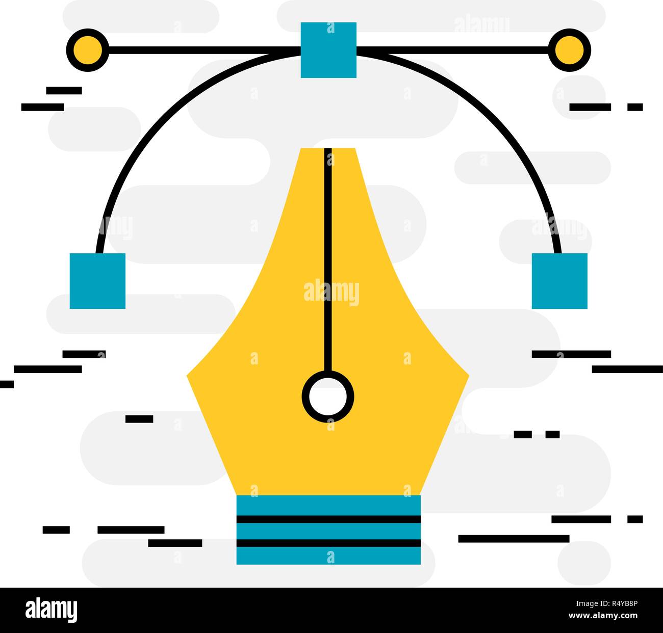 Flat design thin line concept of designer's tools Stock Vector