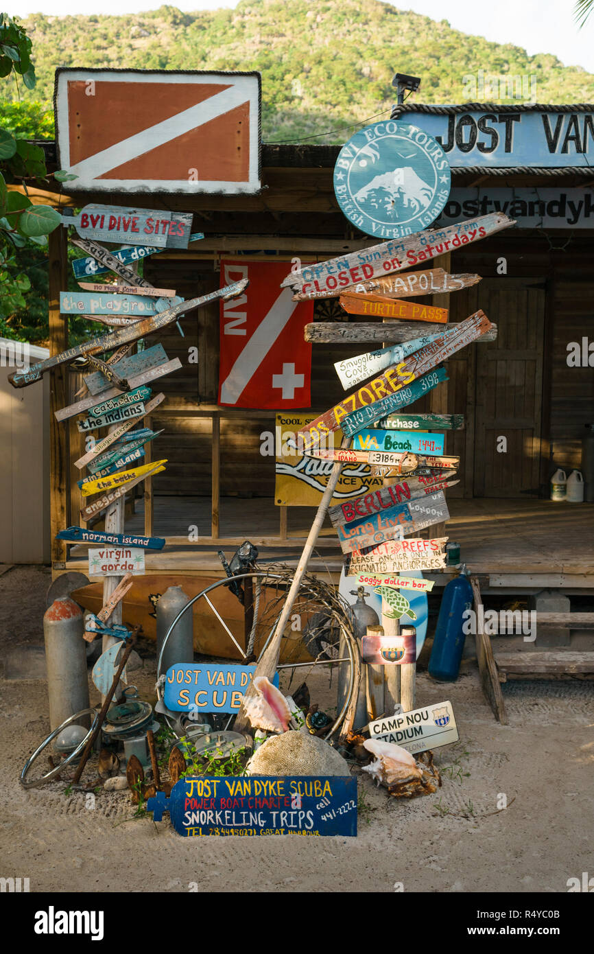 The dive shop in Belle Vue village on Jost Van Dyke island in the