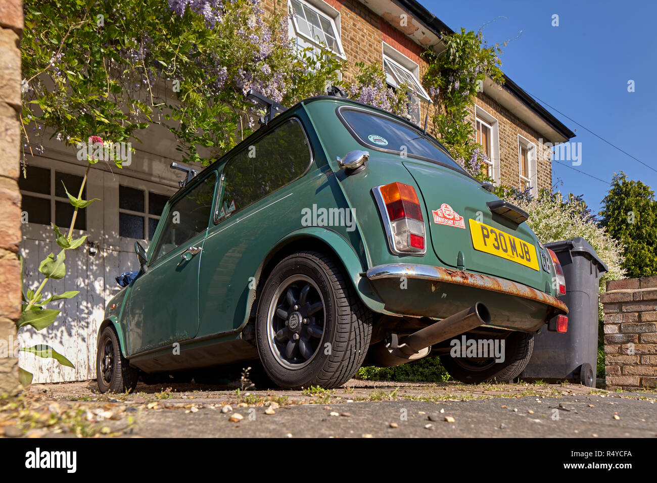 British Racing green Mini Cooper Stock Photo