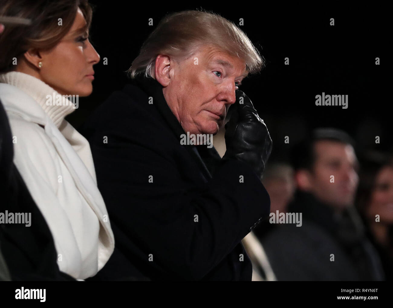 Trumps Cry At Lighting Of The National Christmas Tree 2022 Washington, Dc. 28Th Nov, 2018. United States President Donald J. Trump  Dabs Away Tears From The Cold Weather As He And First Lady Melania Trump  Participate In The Lighting Ceremony During The