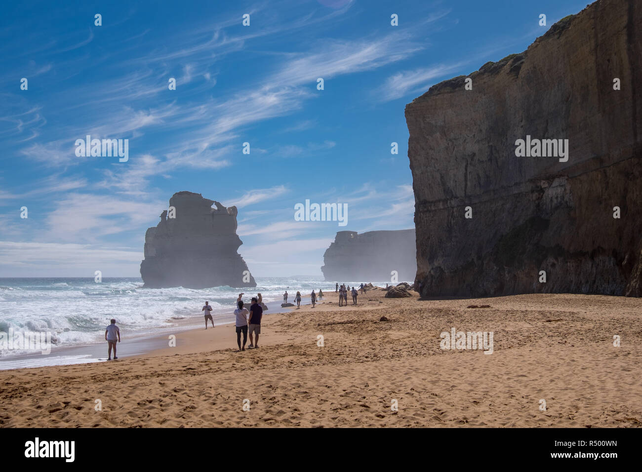 The sea stacks, known as Gog & Magog, near the Gibson Steps, in Port Campbell National Park, Victoria. Stock Photo