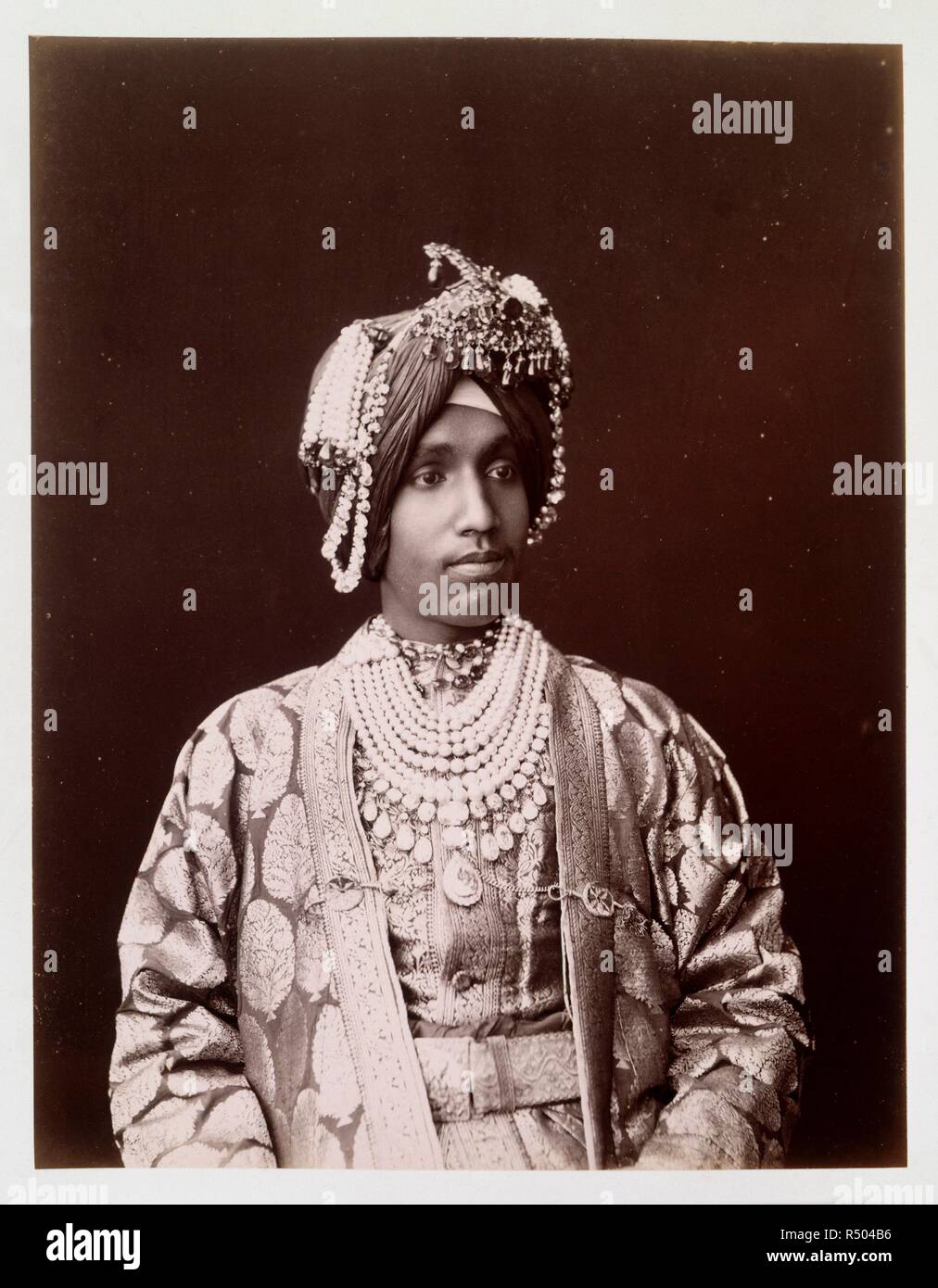 Maharaja of Patiala. Album Of Portraits Of Indian And Nepalese Rulers. 1880s. A half-length portrait of Sir Rajendra Singh, Maharaja of Patiala.  Image taken from Album Of Portraits Of Indian And Nepalese Rulers.  Originally published/produced in 1880s. . Source: OIOC Photo 209/(5),. Stock Photo