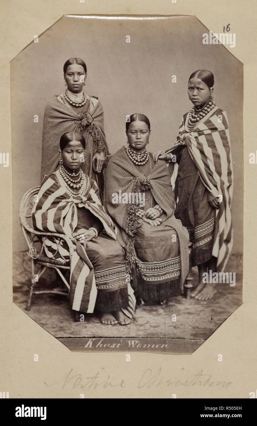 A group of Khasi women. Native Christians. 1870s. Source: Photo 913/(16). Author: Jean Baptiste Oscar Mallitte. Stock Photo