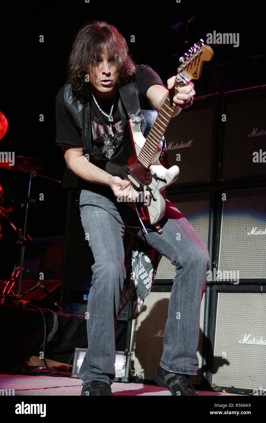 Warren DeMartini with Ratt performs in concert at the Sound Advice Amphitheatre in West Palm Beach, Florida on September 1, 2007. Stock Photo