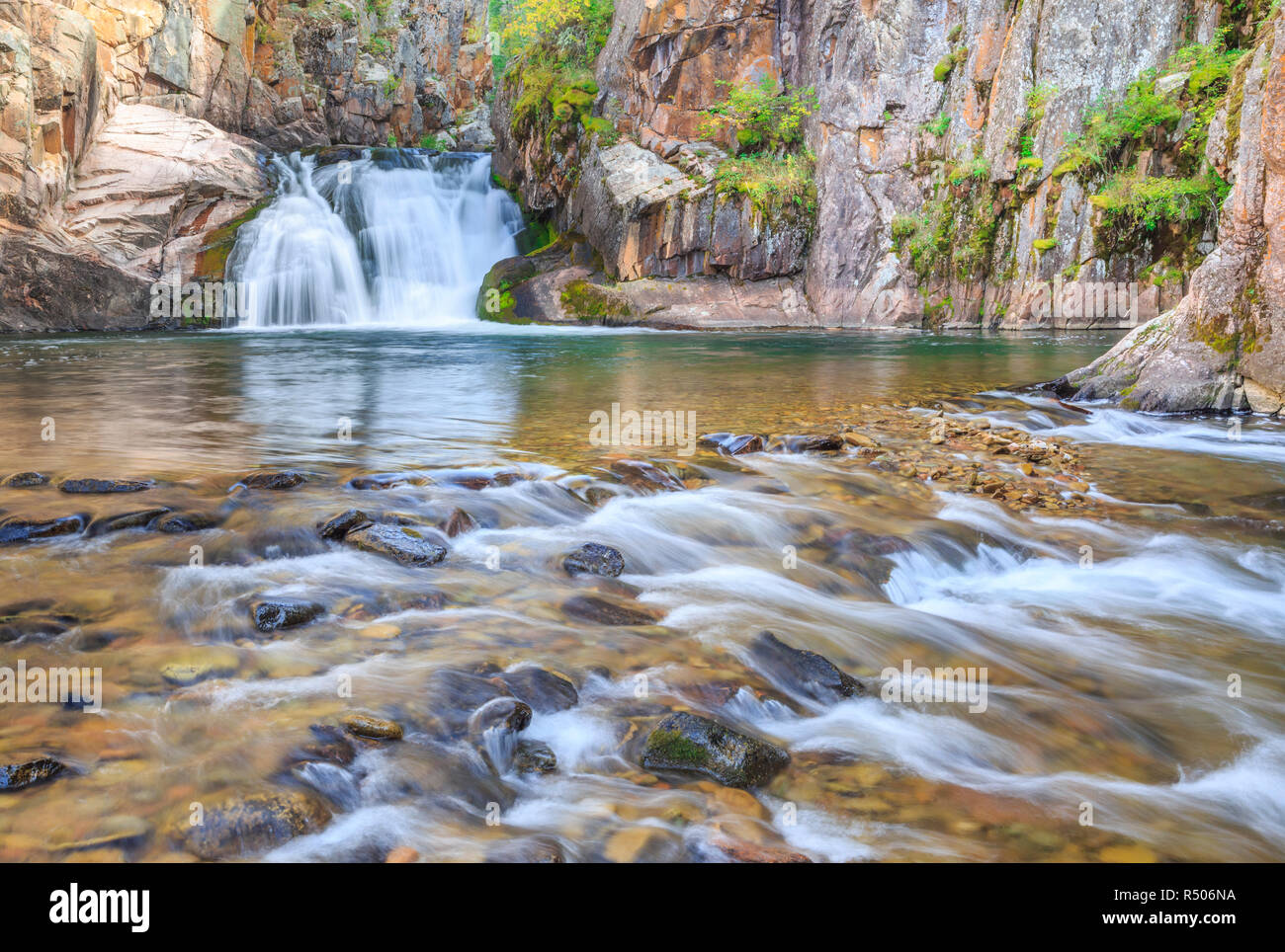 waterfall along tenderfoot creek in the little belt mountains near