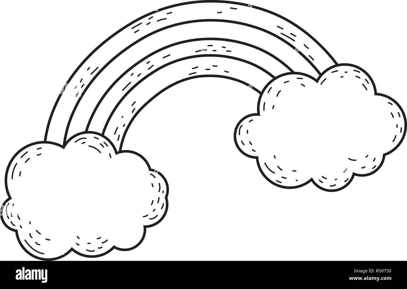 cute rainbow with clouds vector illustration design Stock Vector Image ...