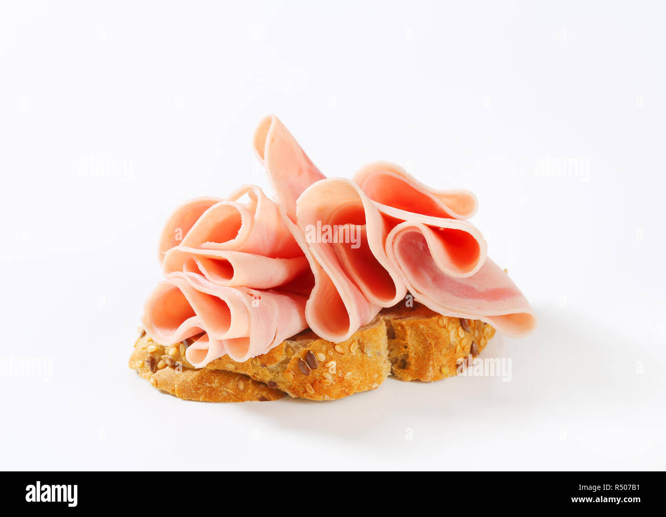 Open faced ham sandwich Stock Photo Alamy