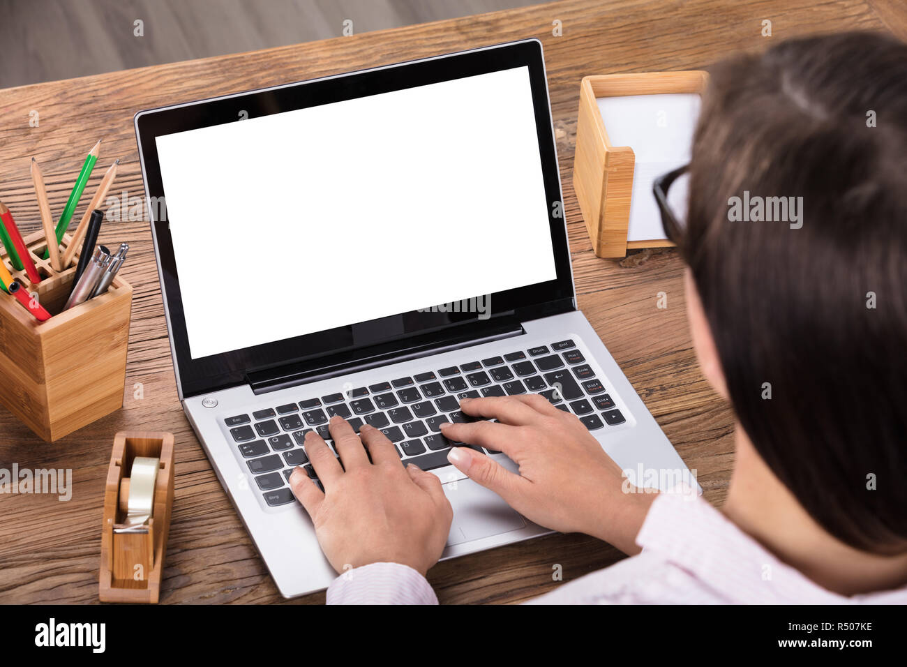 Human hands open laptop typing hi-res stock photography and images - Alamy