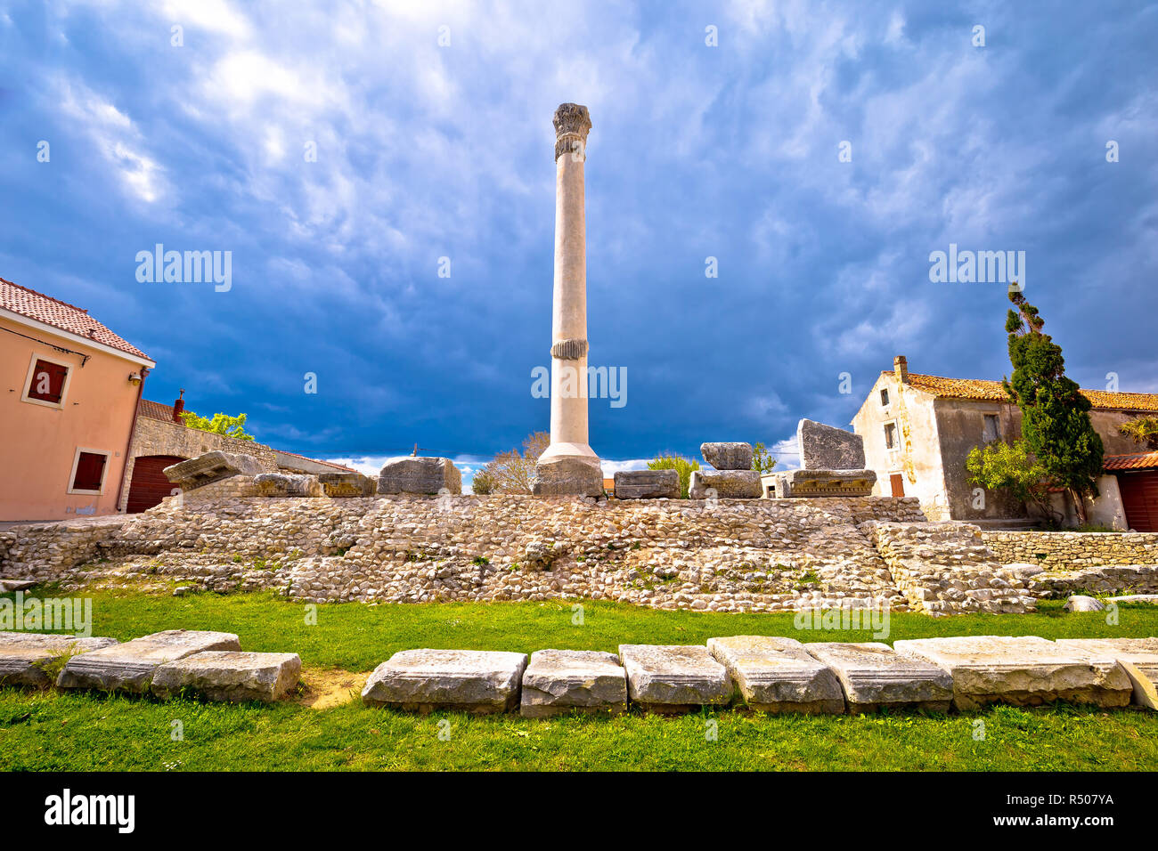 Old roman ruins in town of Nin Stock Photo