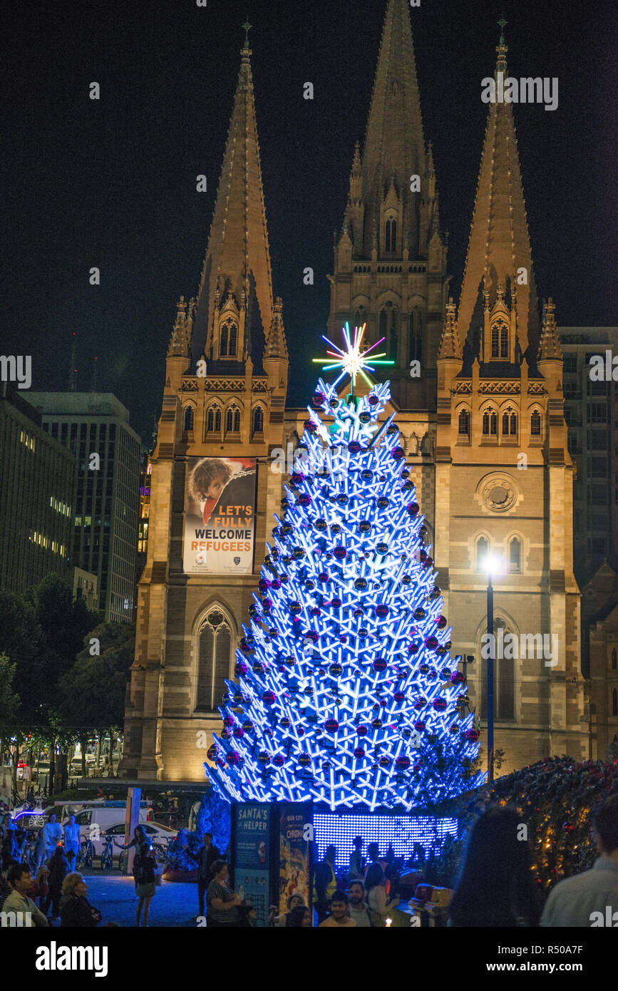 City of Melbourne celebrating Christmas Stock Photo