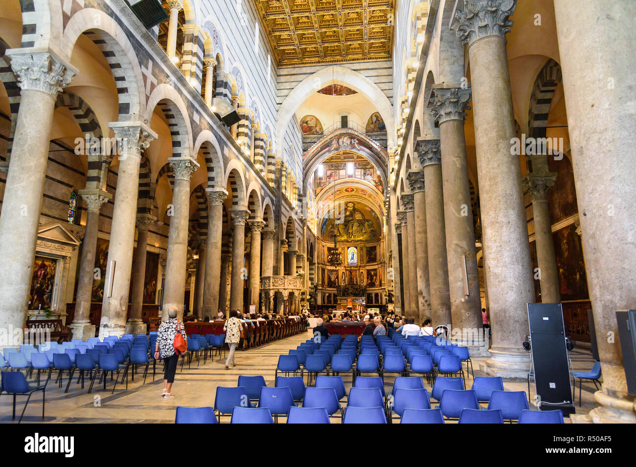 Pisa, Italy - September 23, 2018: Interior of Pisa Cathedral or Duomo di Santa Maria Assunta Stock Photo