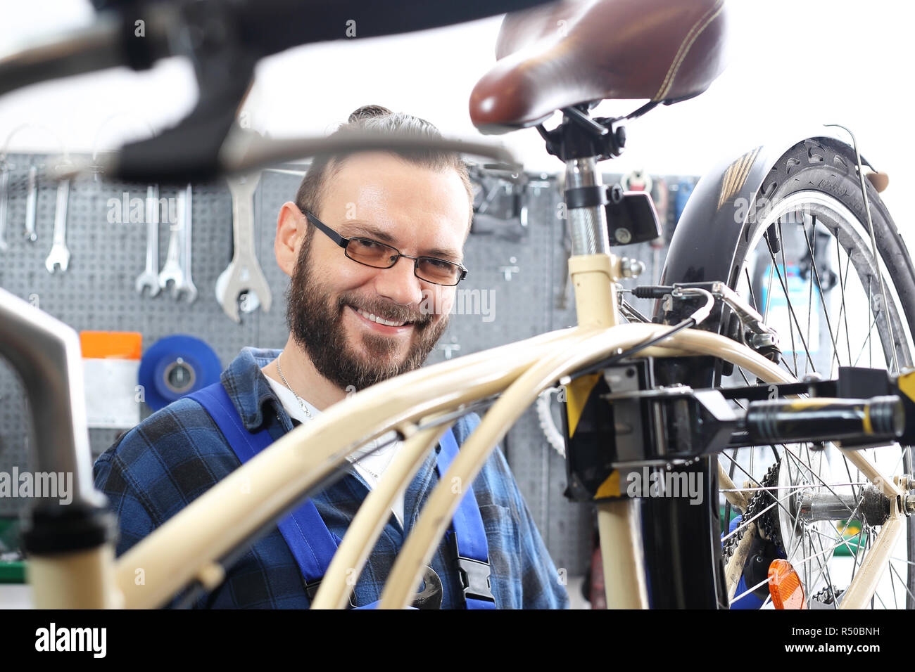 technical review of the bike Stock Photo Alamy