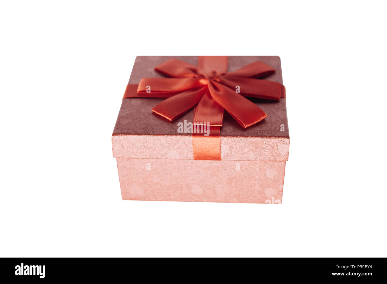 Red box with a bow with a gift isolated on white background Stock Photo ...