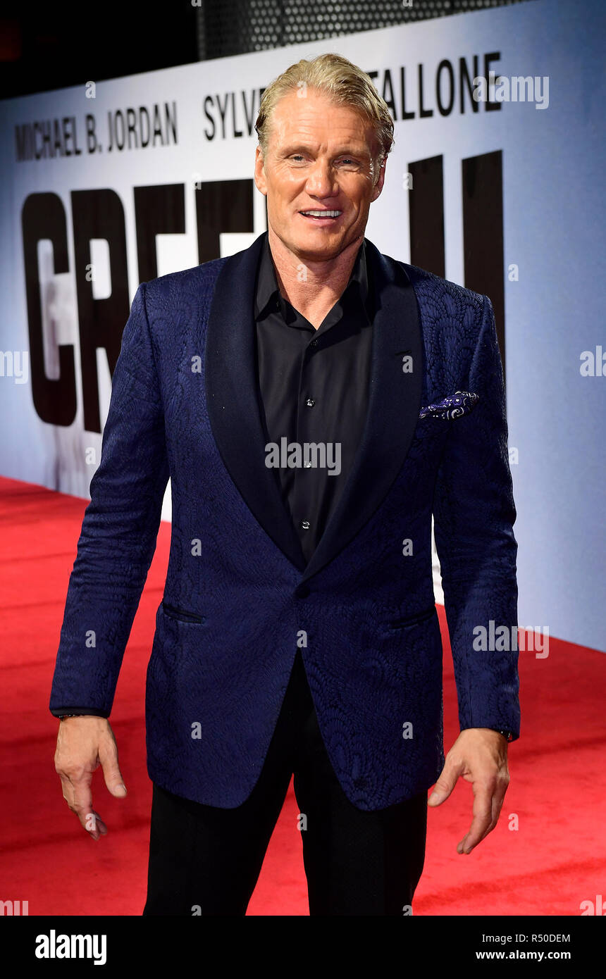 Dolph Lundgren attending the European premiere of Creed 2 held at the BFI Imax, Waterloo, London. PRESS ASSOCIATION Photo. Picture date: Wednesday November 28, 2018. See PA story SHOWBIZ Creed. Photo credit should read: Ian West/PA Wire Stock Photo