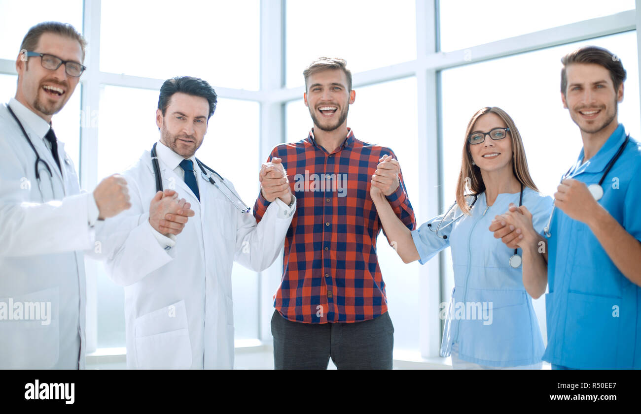 successful medical team with a patient Stock Photo