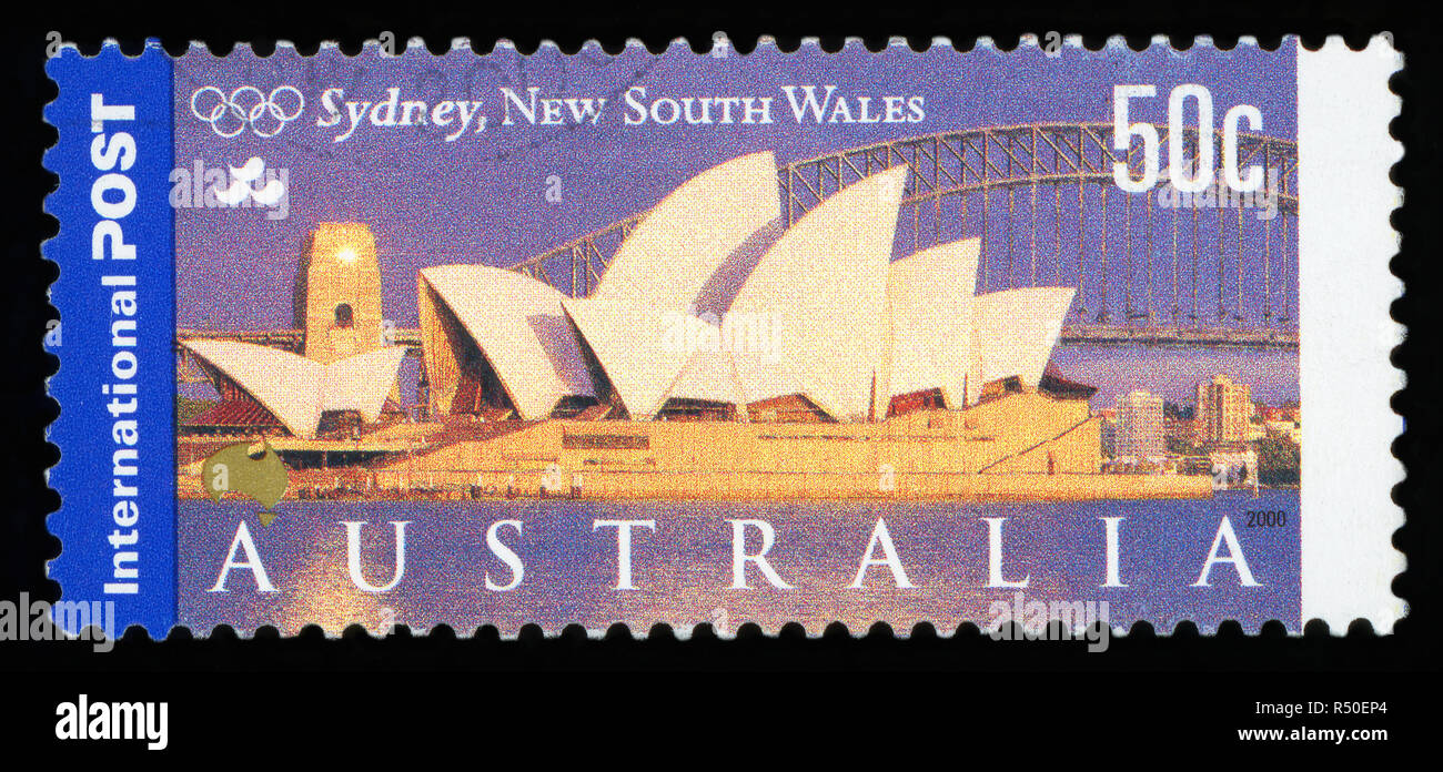 AUSTRALIA - CIRCA 2000: A stamp printed in Australia shows Opera House, Sydney,NSW, circa 2000 Stock Photo