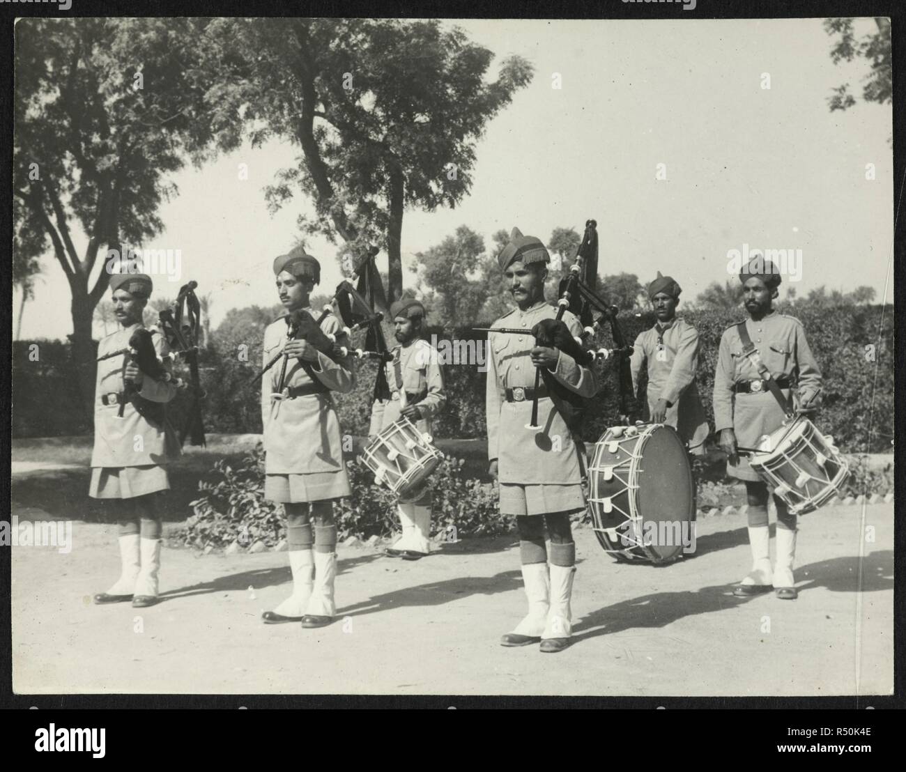 Amritsar Police Band(?). Portraits of Indian police Groups. c. 1930s. Source: Photo 348/(21). Author: UNKNOWN. Stock Photo