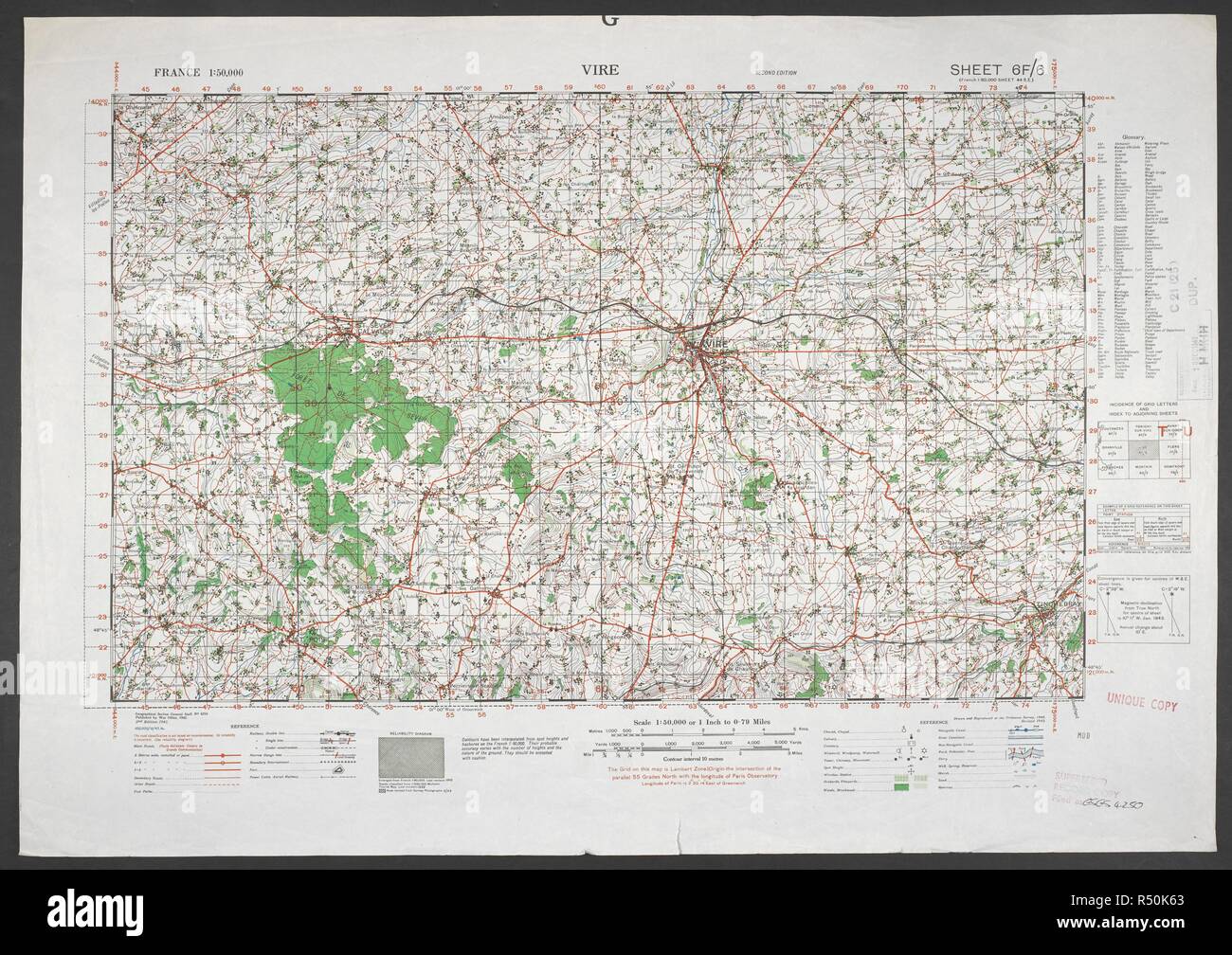 Ordnance Survey Map France A Map Produced During The Second World War, Showing Vire, In The  Basse-Normandie Region, Northwestern France. France 1:50,000. War Office.  General Staff. Geographical Section. [London] : Ordnance Survey, 1942.  Source: Maps Mod