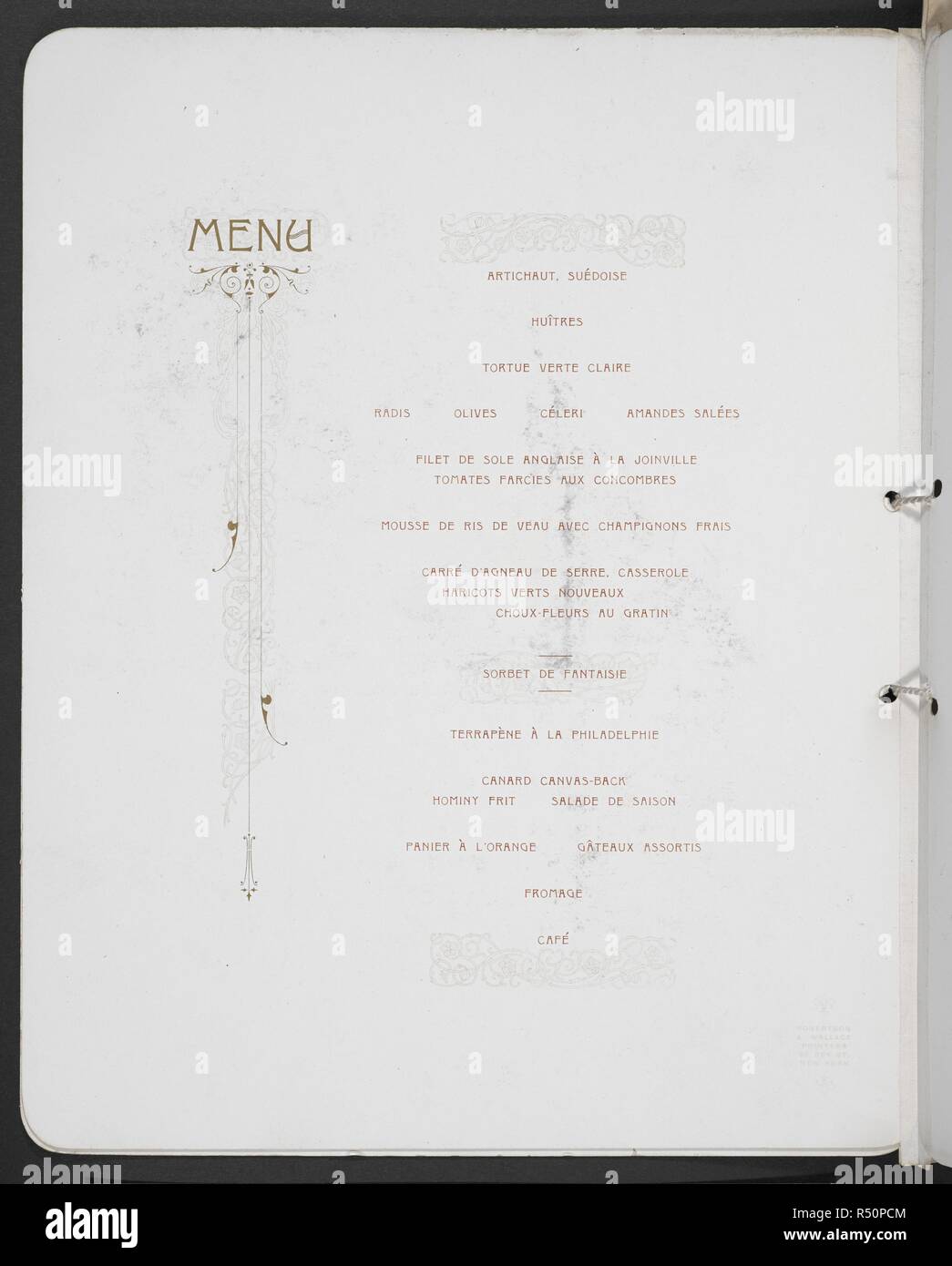 Menu for a dinner tendered to the American Association of Dining Car ...