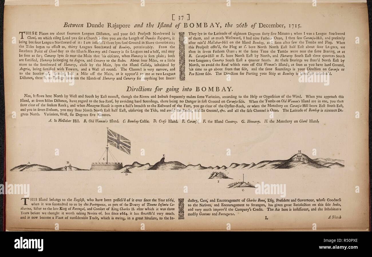 Sketch of hillsides in Bombay. Observations upon several Voyages to India Out and Home. London. Source: Map.C.27.d.4 37. Language: English. Author: Cornwall, Captain H. Stock Photo