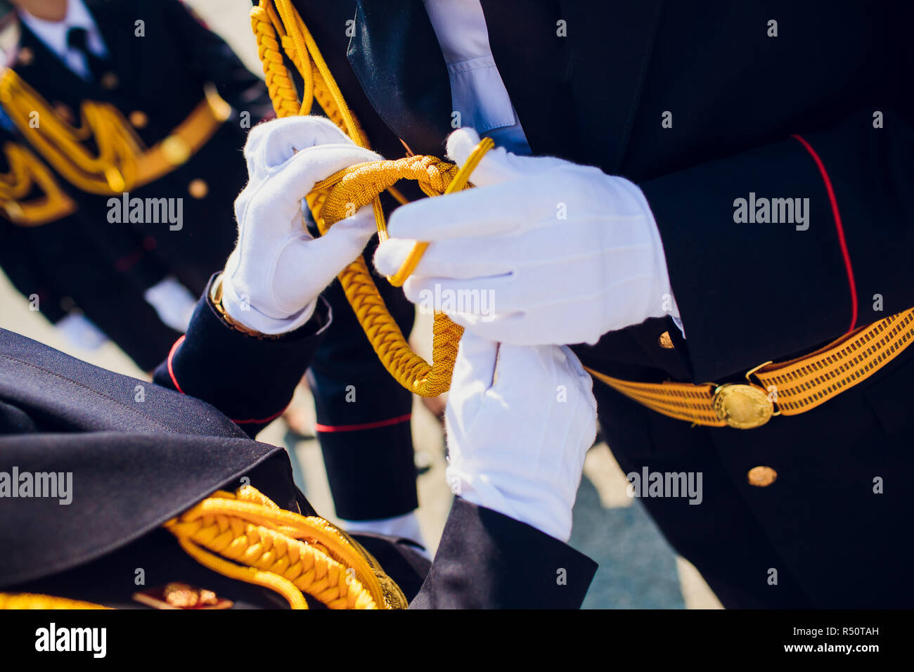 A row of police wearing white gloves Stock Photo Alamy