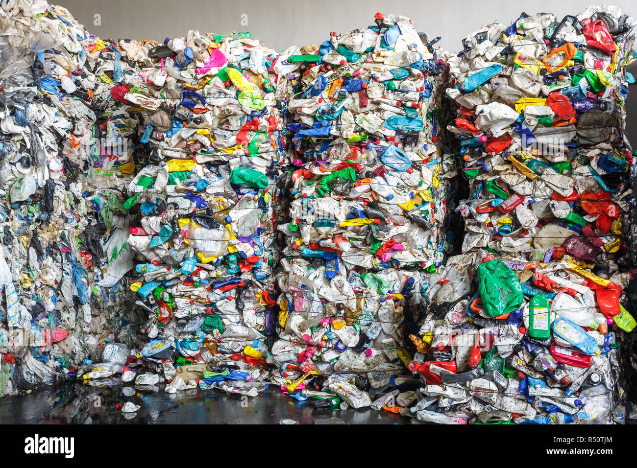 Plastic pressed bales at the modern waste hazardous processing plant