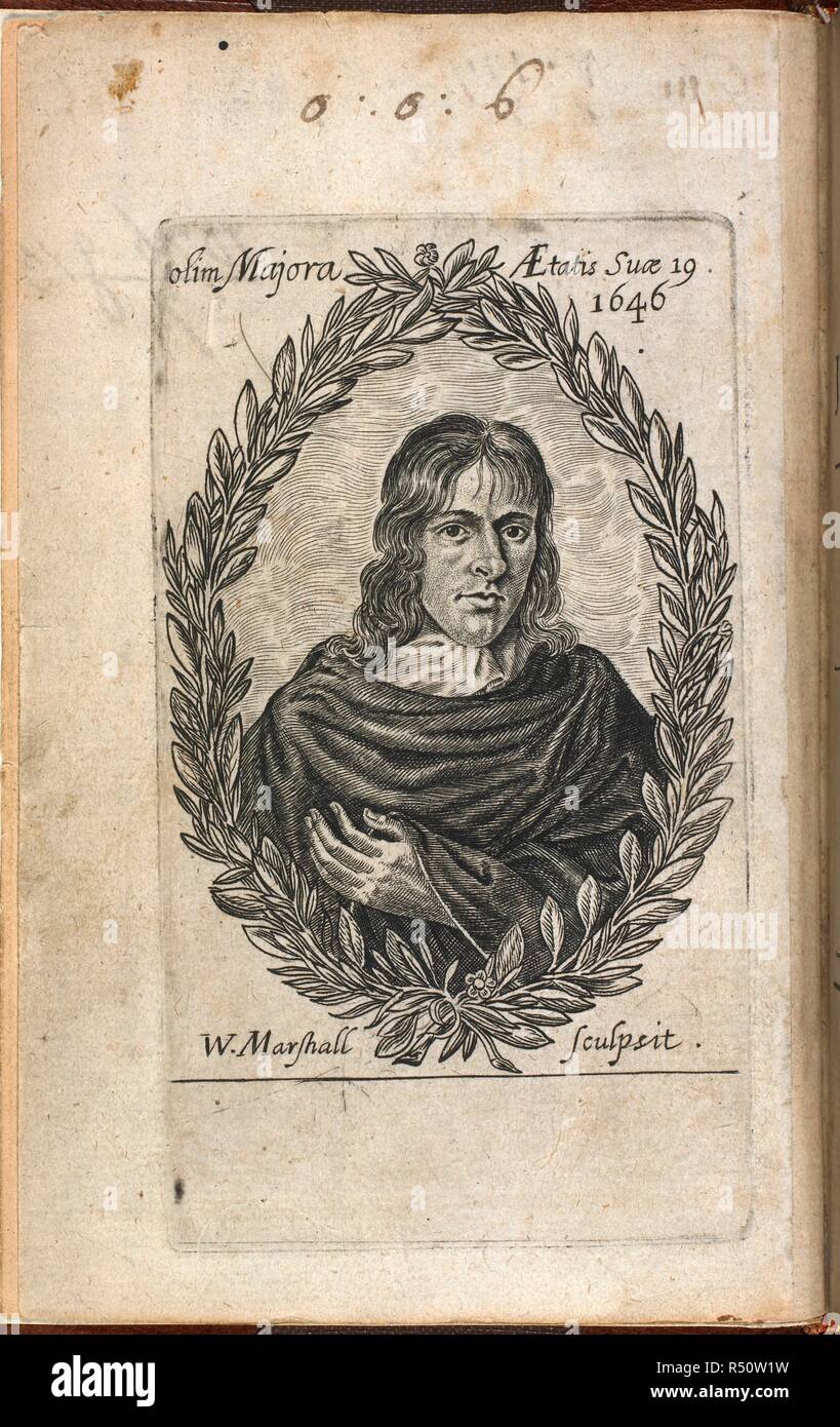 Portrait of John Hall (1627â€“1656). English poet, essayist and pamphleteer of the Commonwealth period. The Second Booke of Divine Poems. R. Daniel, Cambridge; E. J. for J. Rothwell, London, 1646-47. Source: E.1166* Frontispiece. Language: English. Author: HALL, JOHN. Marshall, W. Stock Photo