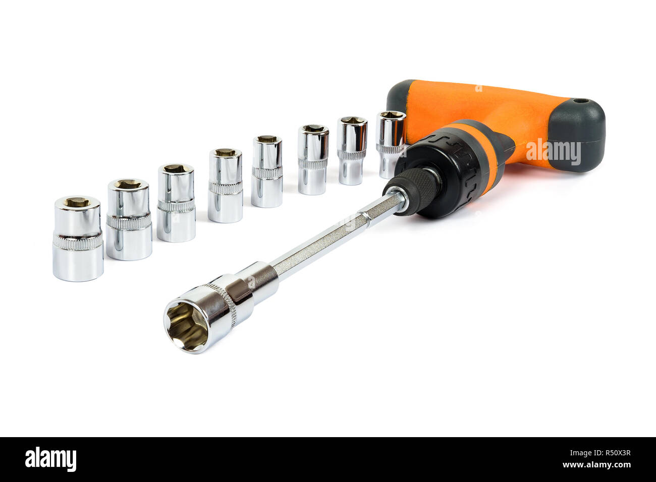 Socket spanner set isolated on white background with clipping path