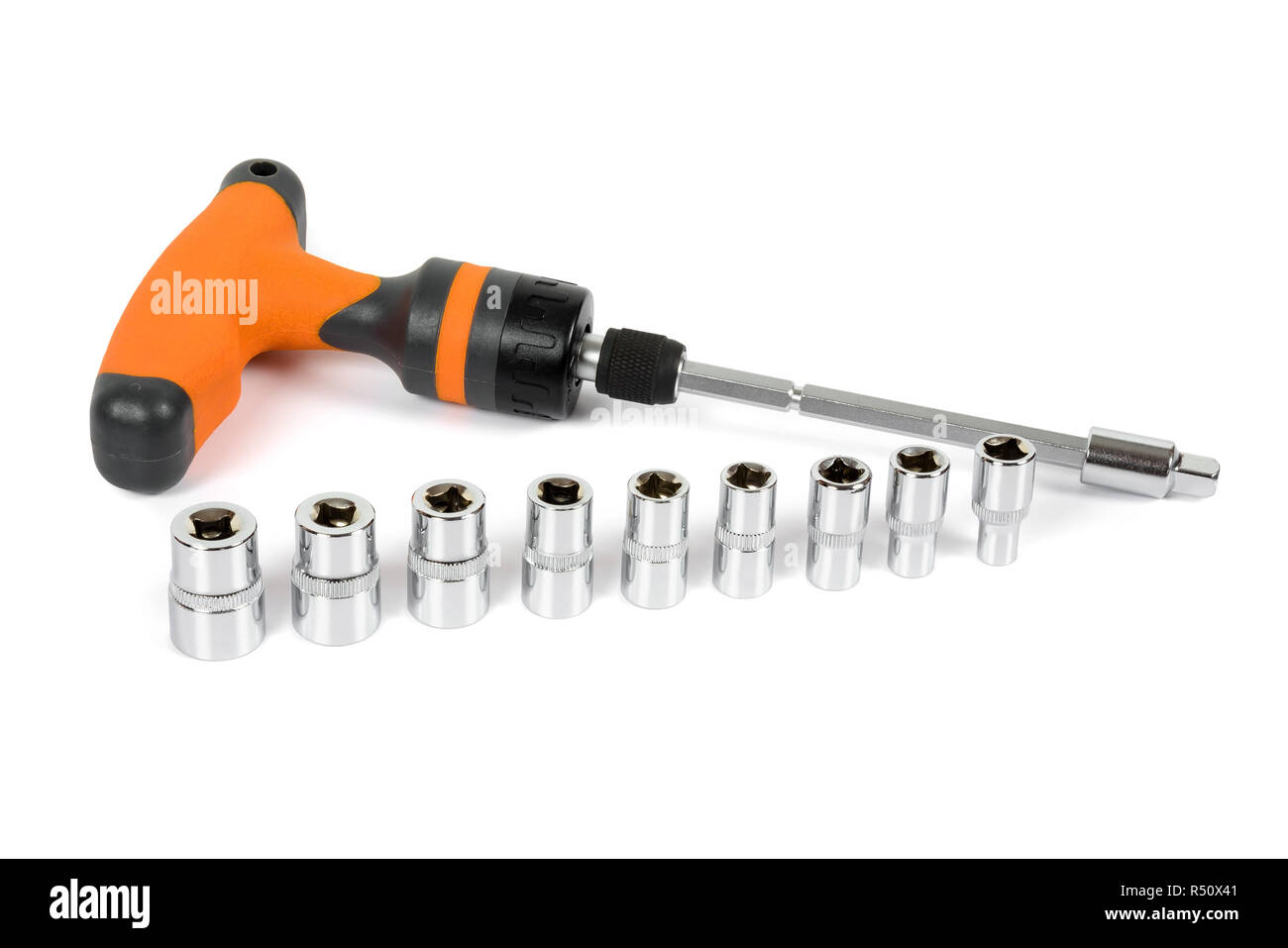 Socket spanner set isolated on white background with clipping path