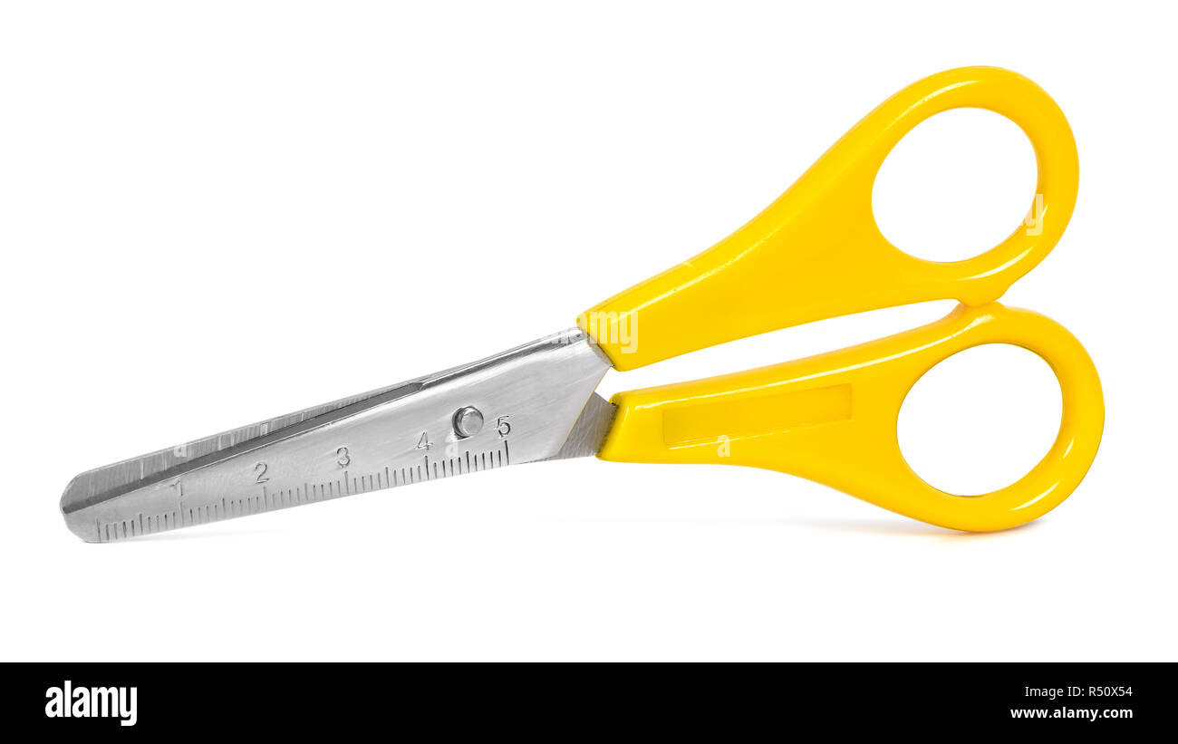 Y Scissors Yellow scissors isolated on white background with clipping path Stock ...