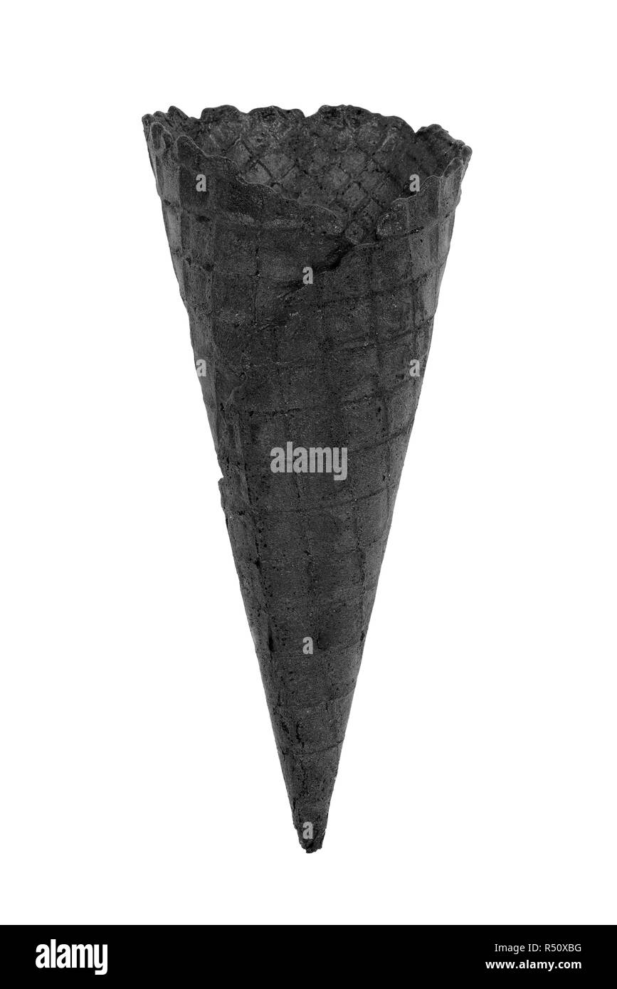 Black empty ice cream cone isolated on white background with clipping path Stock Photo