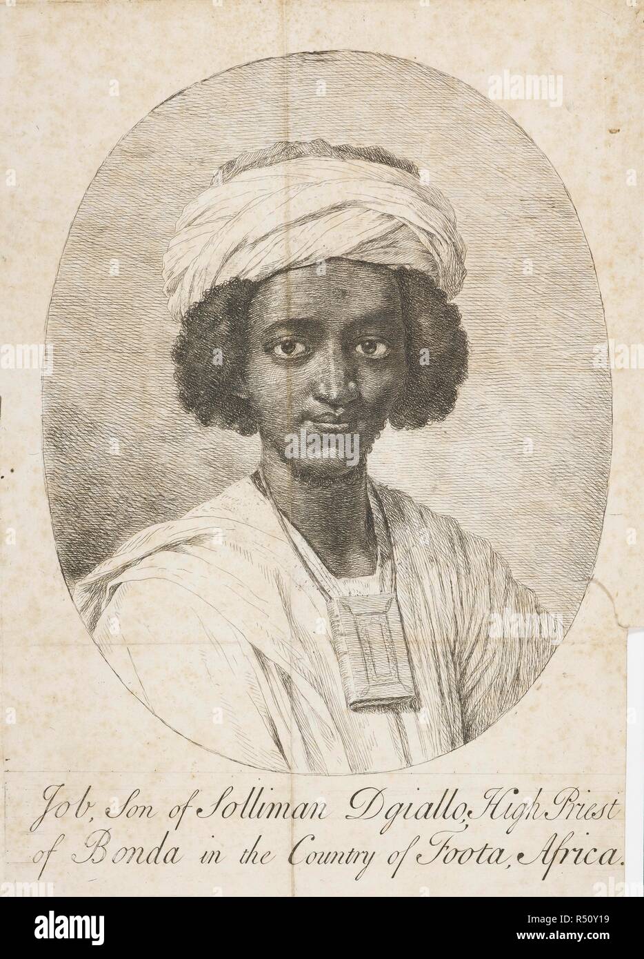 Job. Richard Ford, London, 1734. Job, Son of Solliman Dgiallo, high priest  of Bonda in the country of Foota, Africa. A former slave. Taken fromSome  Memoirs of the Life of Job, the
