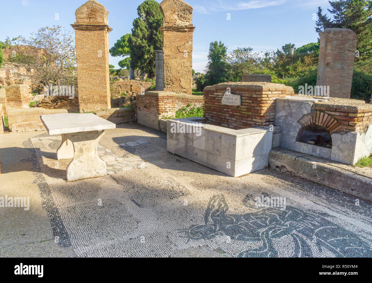 Ostia antica in Rome, Italy. Fishmongers shop Stock Photo