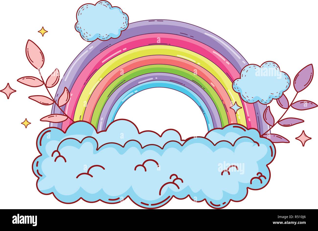 cute rainbow with cloud vector illustration design Stock Vector Image ...