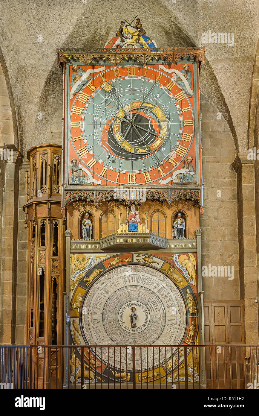 medieval astronomical clock in Lund cathedral, Lund, Sweden, November 16, 2018 Stock Photo