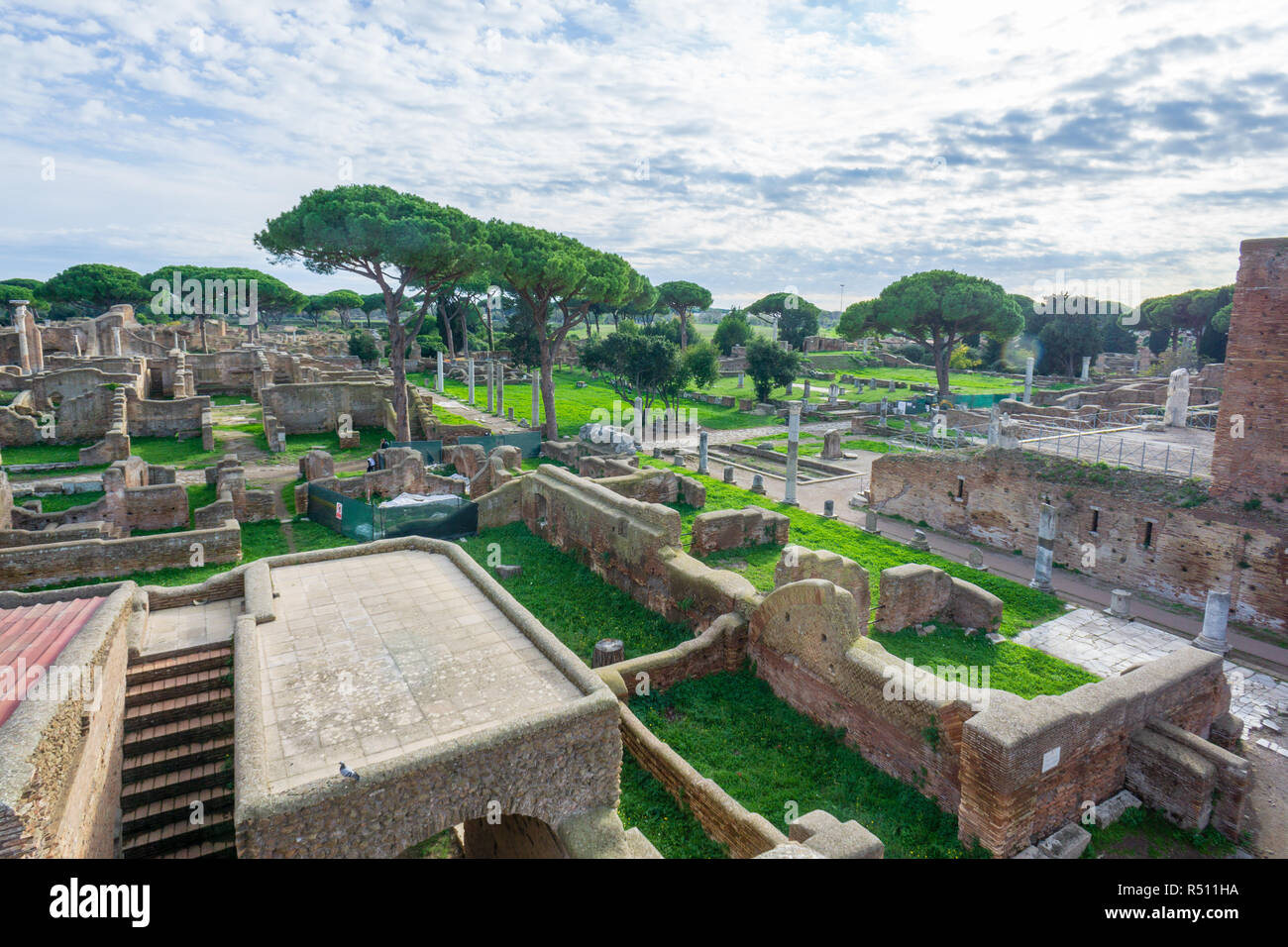 Ostia antica in Rome, Italy. Landscape in the Roman archaeological ruins Stock Photo