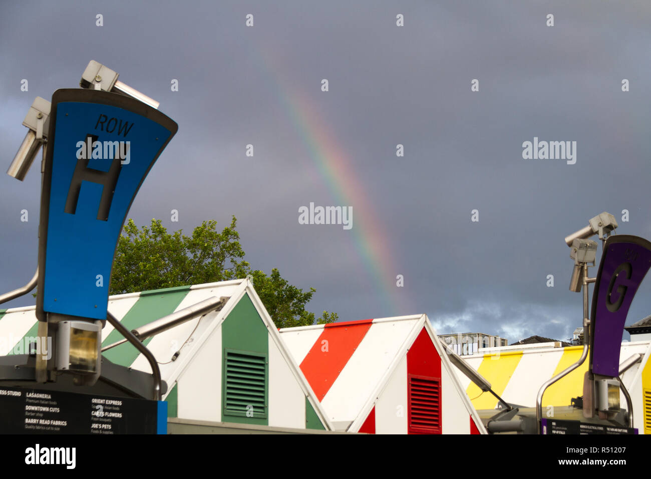 Rainbow over Norwich Market Stock Photo